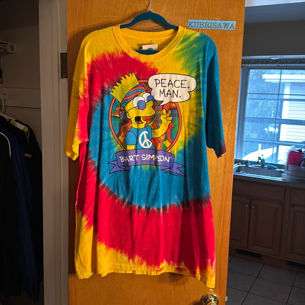 The Simpsons Bart Simpson Tie-dye Peace Man 2XL T-Shirt NEW